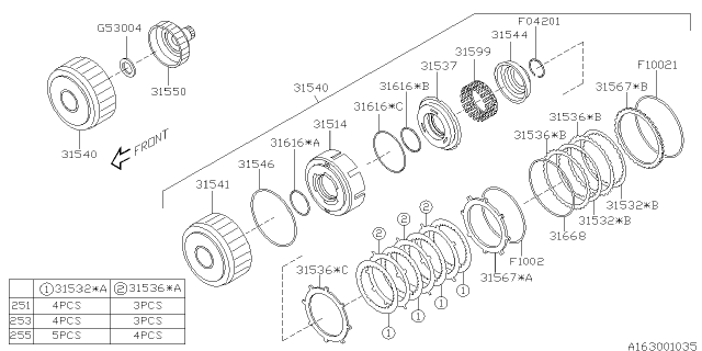 2003 Subaru Forester Hub Assembly-Clutch High Diagram for 31550AA060