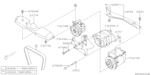 2005 Subaru Forester Cover Belt ALTERNATOR Diagram for 23774AA010