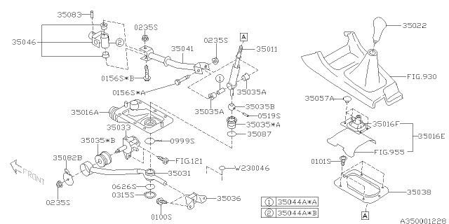 2005 Subaru Forester Rod Complete Gear Shift Diagram for 35041SA010