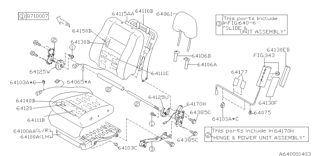2005 Subaru Forester Hinge & Power Unit Assembly LH Diagram for 64102AG030