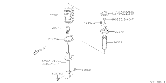 2008 Subaru Forester Bracket STRUT Mount Complete LH Diagram for 20374SA030