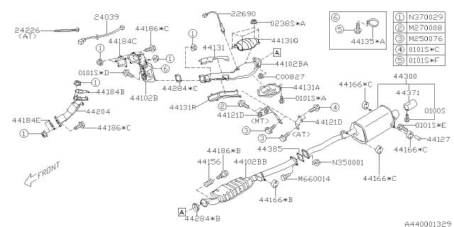 2008 Subaru Forester Cover Complete Front Exhaust Center Up A Diagram for 44651AA730