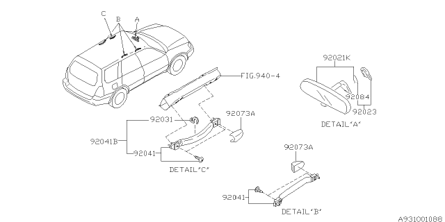 2004 Subaru Forester Assist Rail Diagram for 92040FC002ES