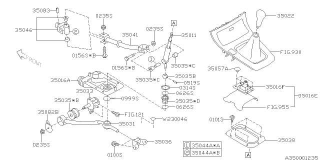 2006 Subaru Forester Lever Complete Gear Shift Diagram for 35011SA000