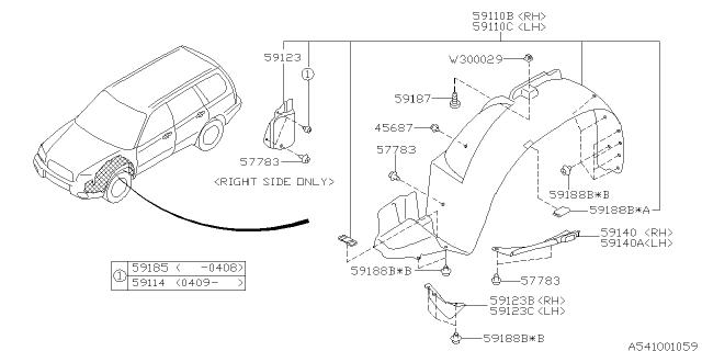 2005 Subaru Forester Plate Air Flap LH Diagram for 59123SA011