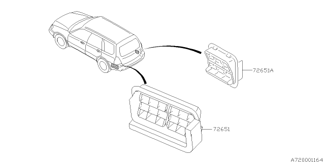 2005 Subaru Forester Grille Air Vent Assembly A Diagram for 72651AE010