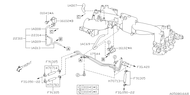 2007 Subaru Forester Valve Assembly Duty SOLENOID Diagram for 16102AA450