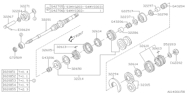 2004 Subaru Forester Main Shaft Diagram 1