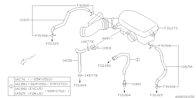 2008 Subaru Forester Pcv Hose Assembly Diagram for 11815AB641