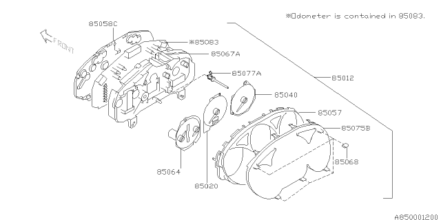 2004 Subaru Forester Speedometer Assembly Diagram for 85020SA010