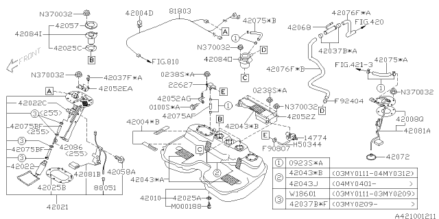 2004 Subaru Forester DAMPER Fuel Diagram for 42086FE080