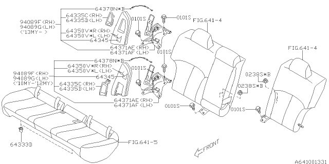 2014 Subaru Outback Wire Cable Rear BACKREST Diagram for 64378AJ05A