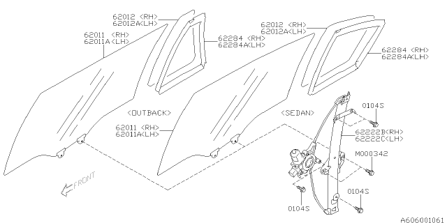 2013 Subaru Outback Door Parts - Glass & Regulator Diagram 2