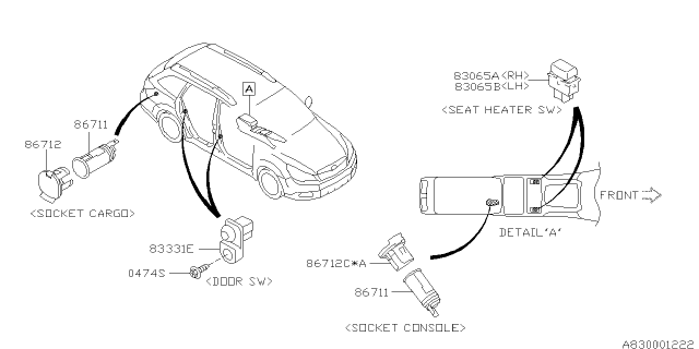 2014 Subaru Legacy Switch - Instrument Panel Diagram 1