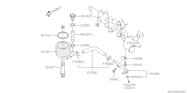 2011 Subaru Outback Oil Cooler - Engine Diagram 1