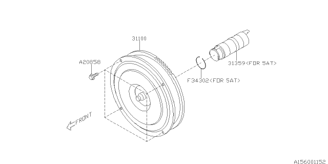 2013 Subaru Outback Torque Converter & Converter Case Diagram 4