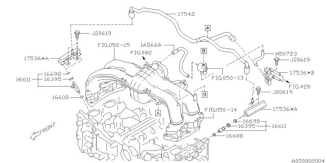 2014 Subaru Legacy Pipe Fuel Diagram for 17536AA54A
