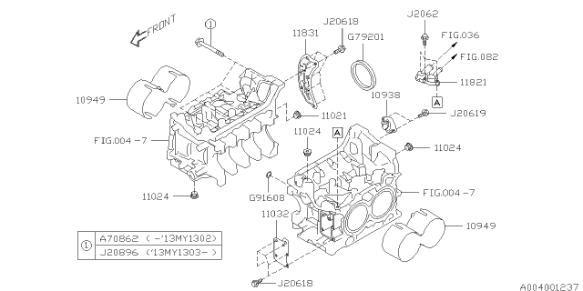 2013 Subaru Outback SPACER WTR JCKT Diagram for 10949AA000