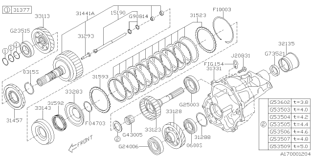 2010 Subaru Legacy Automatic Transmission Transfer & Extension Diagram 1