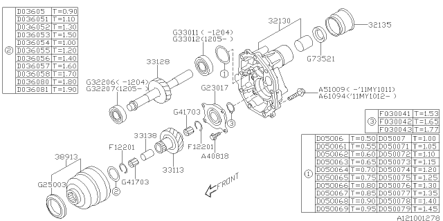 2013 Subaru Outback Manual Transmission Transfer & Extension Diagram 1