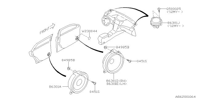 2014 Subaru Legacy Audio Parts - Speaker Diagram 2
