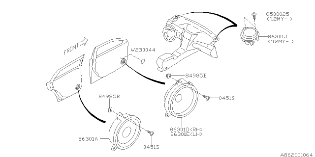 2014 Subaru Outback Audio Parts - Speaker Diagram 2