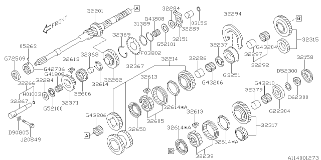 2013 Subaru Outback Gear Reverse IDLER NO. 2 Diagram for 32371AA040