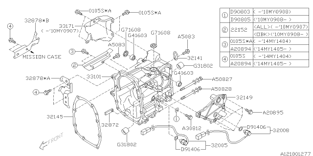 2010 Subaru Legacy Switch Assembly Back Lamp Diagram for 32005AA052