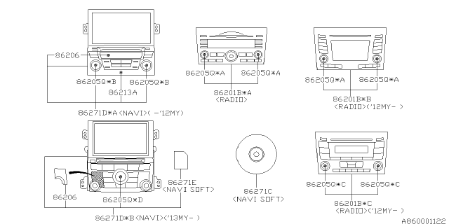 2011 Subaru Legacy Audio Parts - Radio Diagram 1