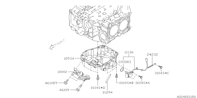 2012 Subaru Legacy Bracket Engine Mount Diagram for 10042AA021