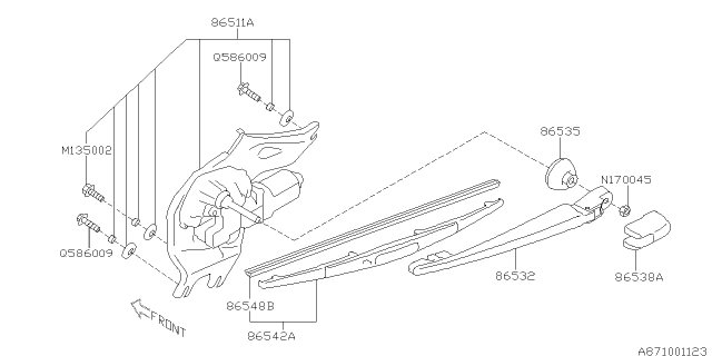 2010 Subaru Outback Wiper - Rear Diagram