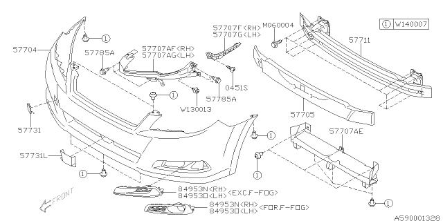 2013 Subaru Outback Front Bumper Diagram 1