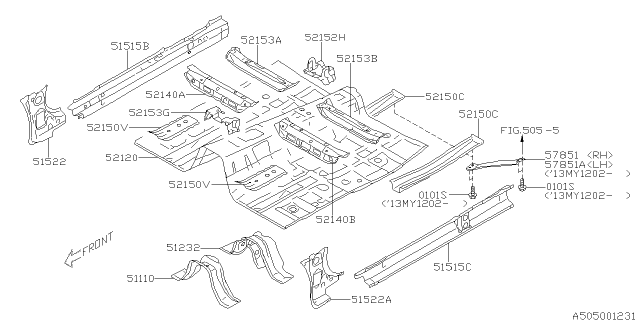2013 Subaru Legacy Body Panel Diagram 1