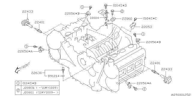 2010 Subaru Legacy Spark Plug & High Tension Cord Diagram 3