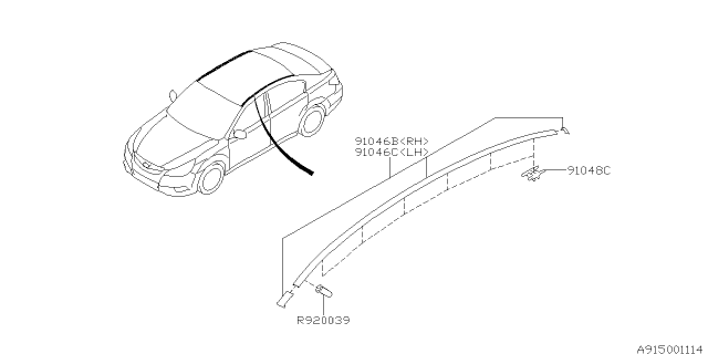 2014 Subaru Legacy Molding Diagram 2