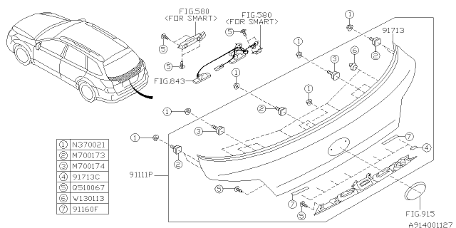 2014 Subaru Legacy Outer Garnish Diagram 1