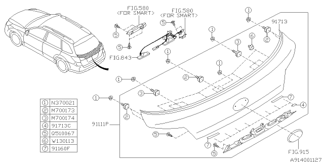 2013 Subaru Outback GARNISH Assembly Rear Gate B Diagram for 91119AJ47AL6