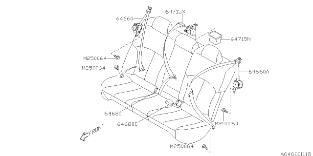 2014 Subaru Legacy Cover Center ELR Diagram for 64715AJ00A