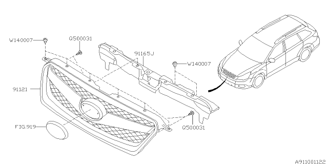 2014 Subaru Outback Front Grille Diagram