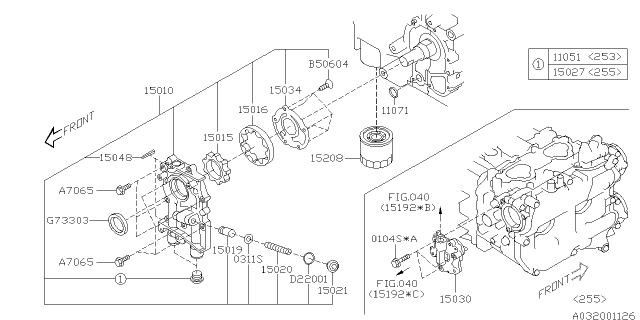 2011 Subaru Outback Rotor Oil Pump Inner Diagram for 15015AA320