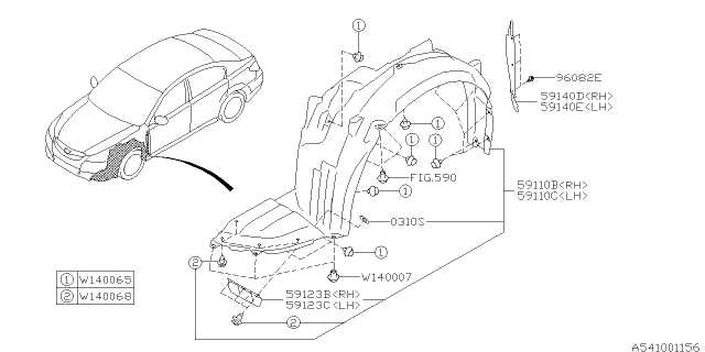 2013 Subaru Legacy Mudguard Diagram 2