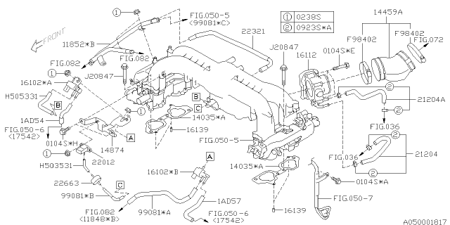 2012 Subaru Outback Throttle Body Assembly Diagram for 16112AA320