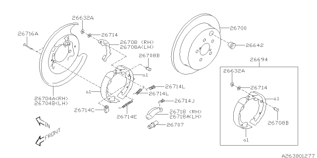 26694CA000 Genuine Subaru Brake Shoe Repair Kit Rear
