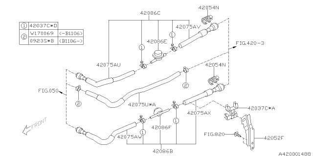 2012 Subaru Outback Bracket Clamp Diagram for 42052AJ01A