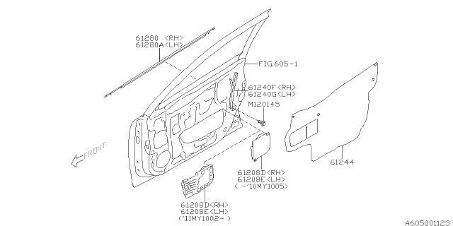 2013 Subaru Legacy Front Door Panel & Rear Or Slide Door Panel Diagram 2