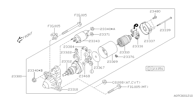 2014 Subaru Outback Starter Motor Assembly Diagram for 23300AA59B