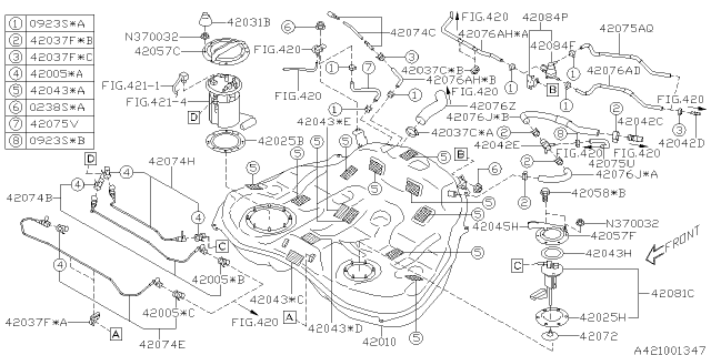 2011 Subaru Legacy Fuel Sub Gauge Sending Unit Diagram for 42081AJ020