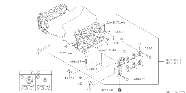 2014 Subaru Outback Cylinder Head Assembly Right Diagram for 11039AC41A