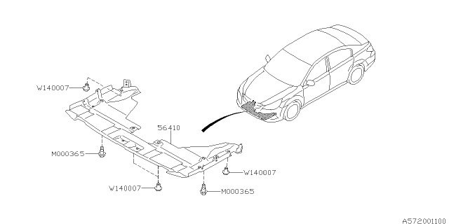 2010 Subaru Outback Under Cover Com FRB Diagram for 56410AJ02A