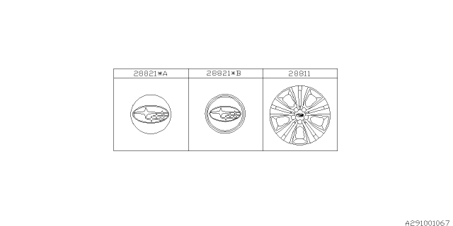 2012 Subaru Legacy Center Cap Assembly Aluminium Wheel Diagram for 28821FE120